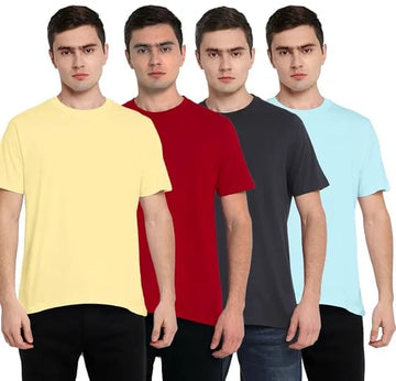 Round neck Cotton T-shirt (Pack of -4 )